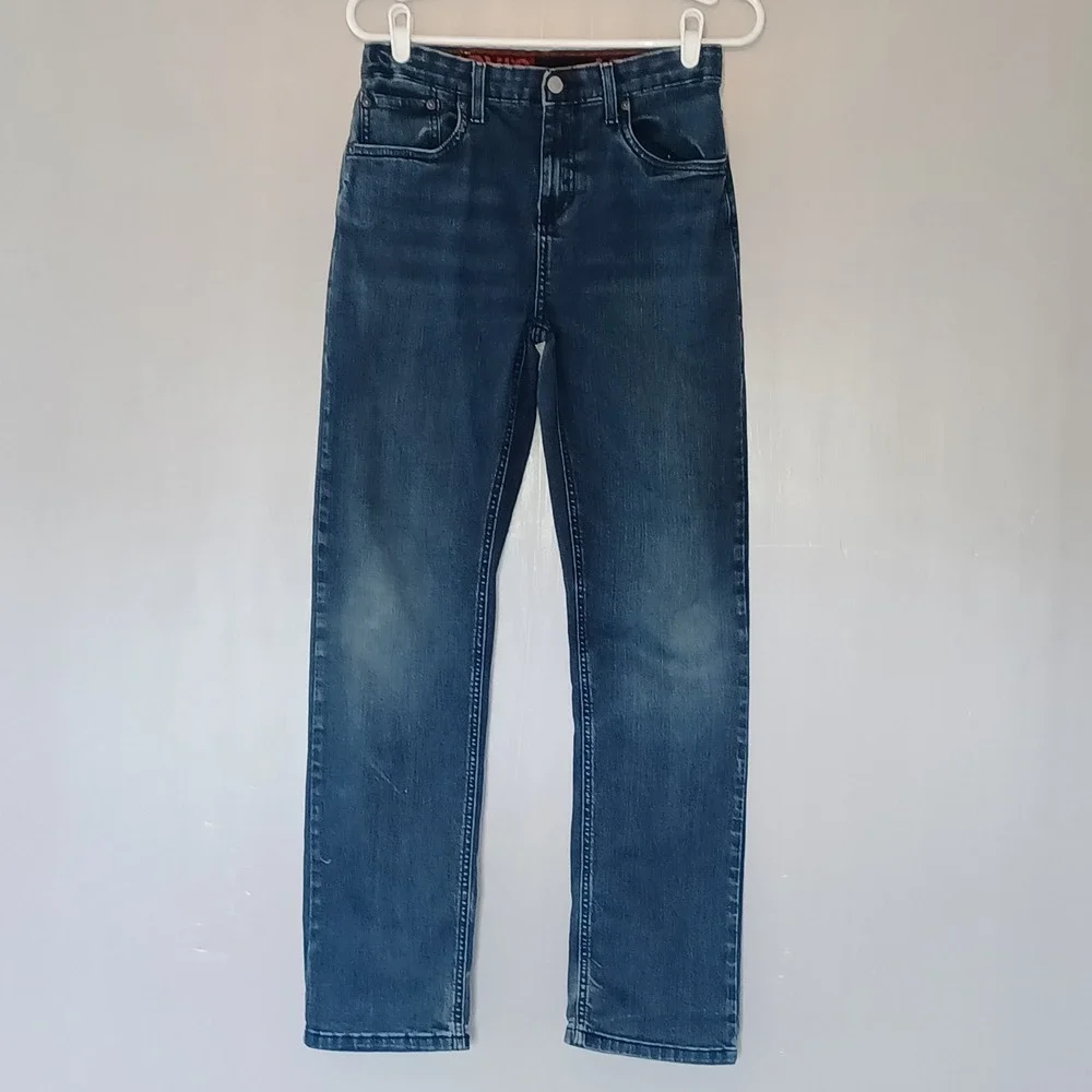 Levi's Jeans Boys 18 Reg Blue 514 Straight Fit Adjustable Waist Denim S111-07